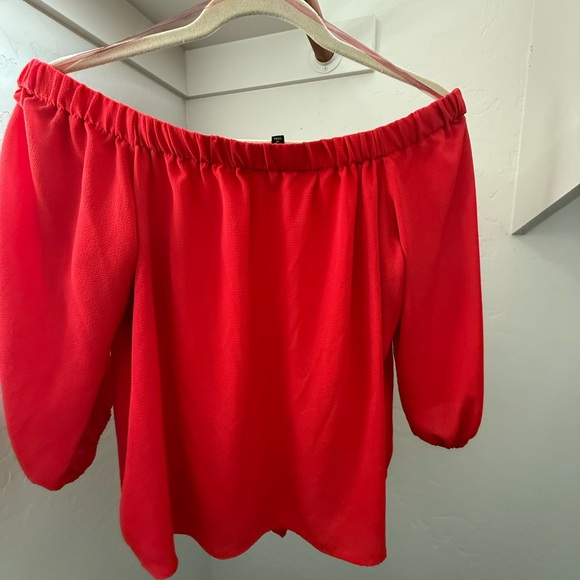 Red Off-Shoulder Women's Top - Picture 2 of 3